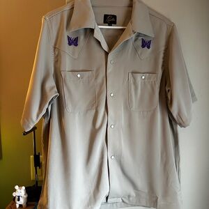 Needles butterfly Tan button up - large